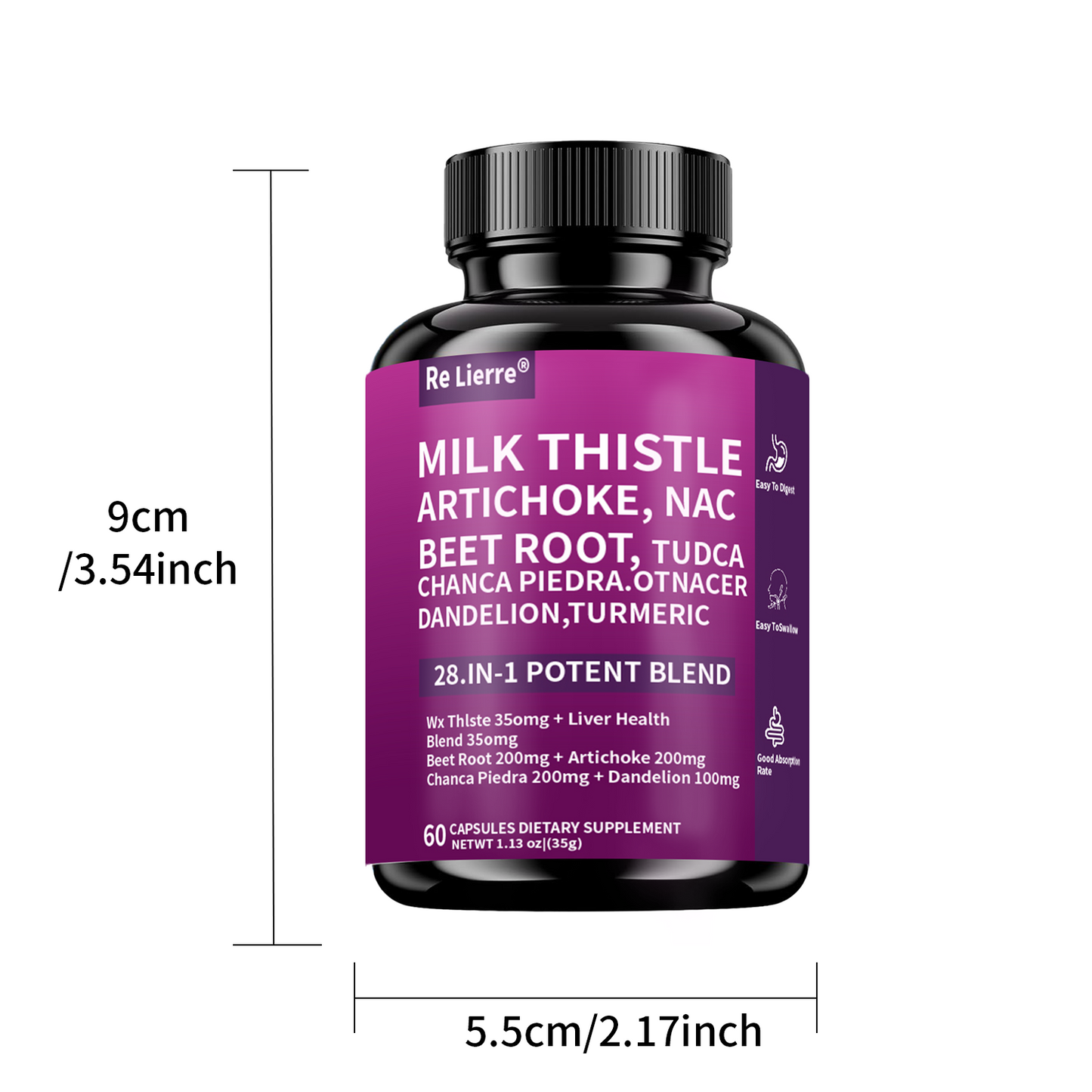 Milk Thistle & Herbal Liver Support Supplement - 60 Capsules