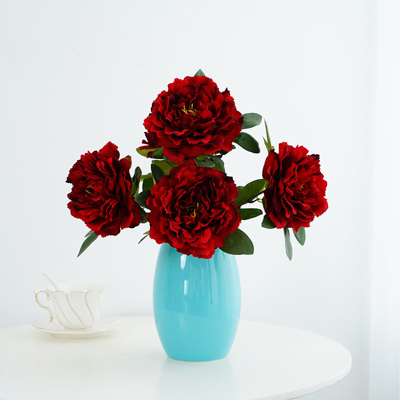 Artificial Flower Peony Bouquet 5-Head Silk Flower Arrangement for Home & Wedding