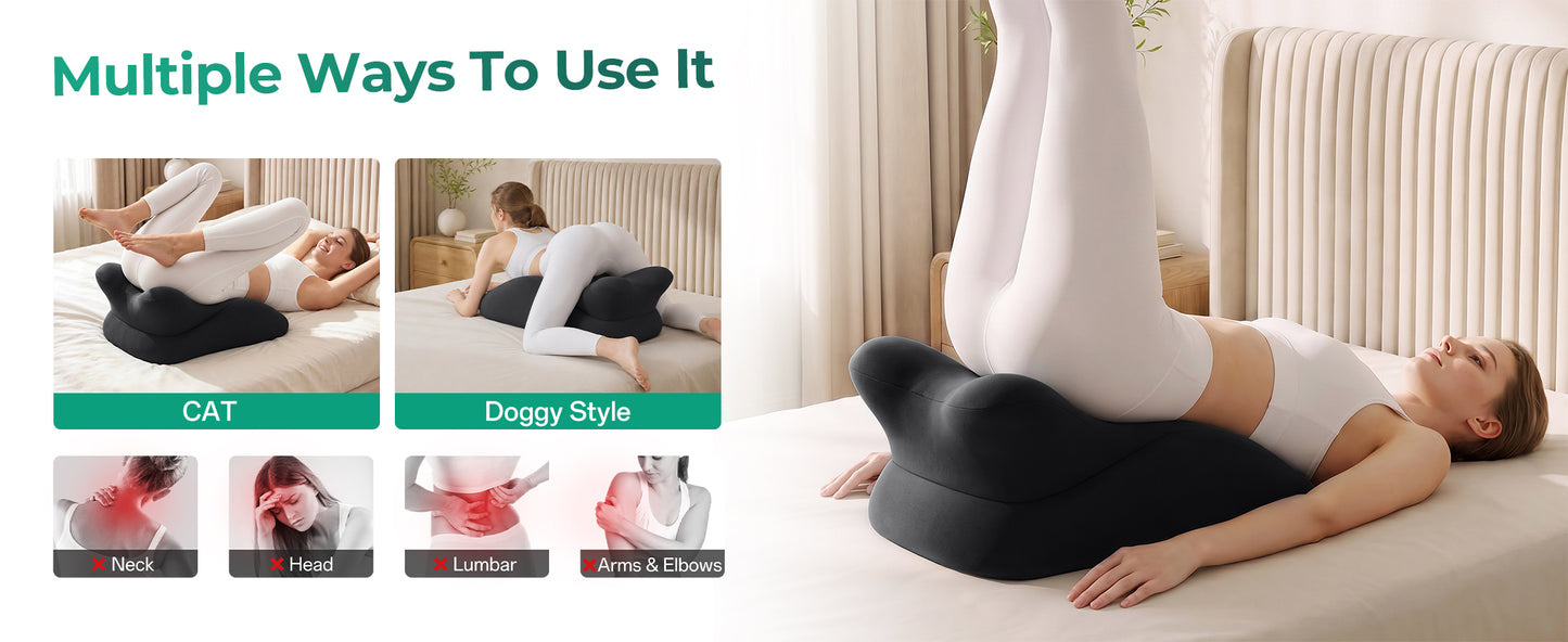 Ergonomic Memory Foam Support Pillow for Couples - Black
