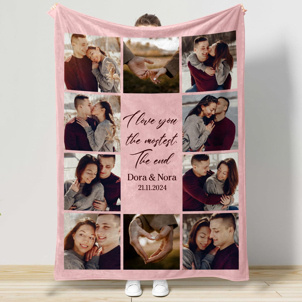 Personalized Flannel Blanket with Photos and Text - Customizable Sizes & Styles