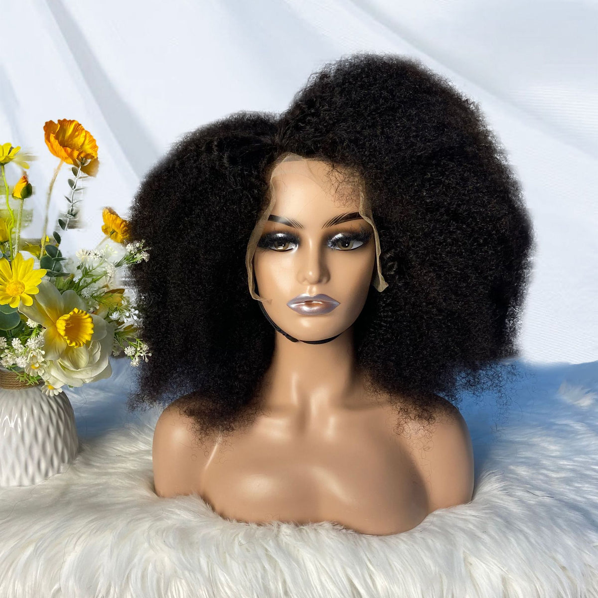 Front Lace Real Explosion Wig - Afro Kinky Curly Synthetic Hair for Ladies