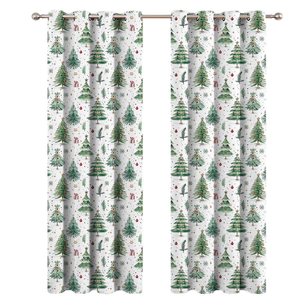 Christmas Forest Punching Curtain Decoration - Holiday Window Shade