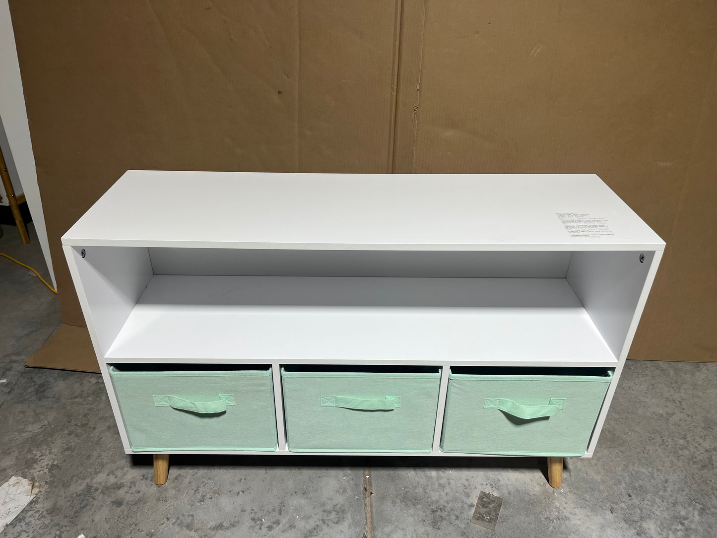 Kids Bookcase with Collapsible Fabric Drawers - White & Green