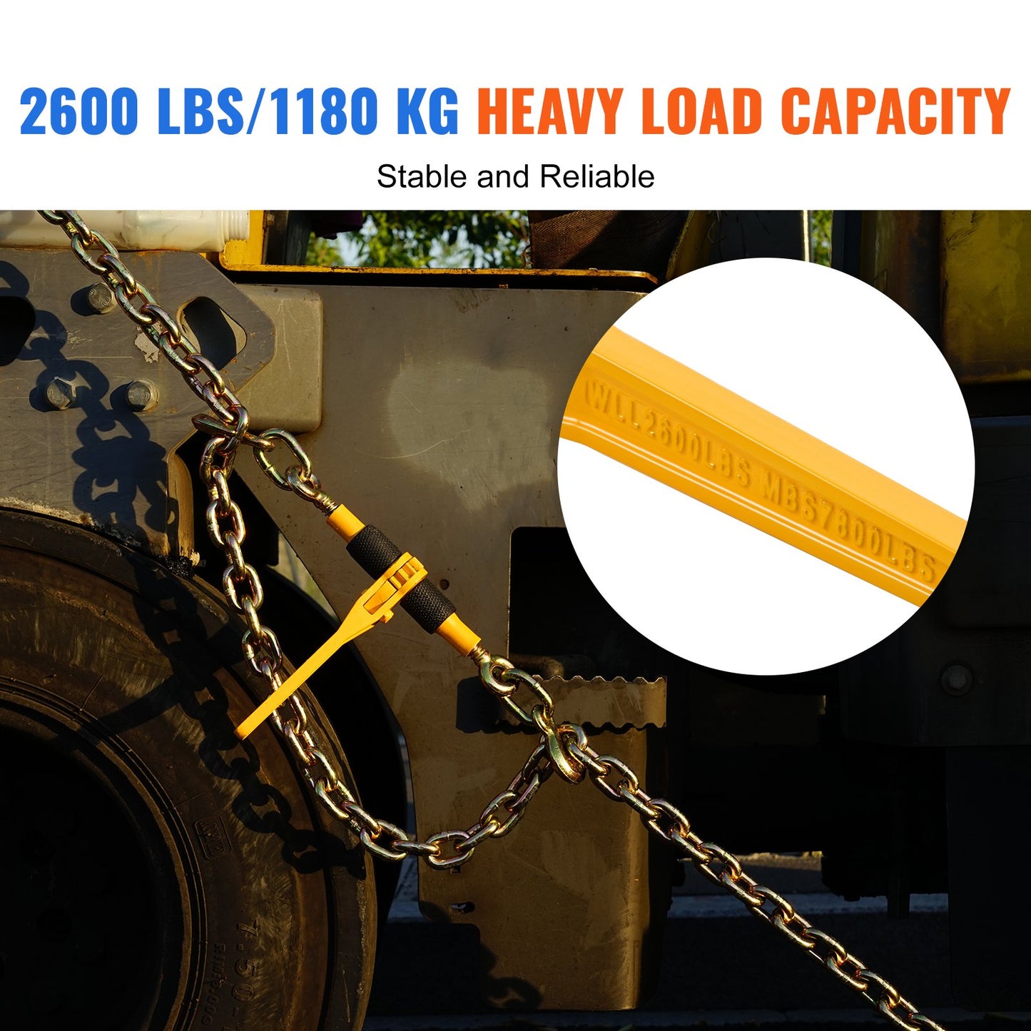 Ratchet Load Binder Chain Tie Down Strap 2600 lbs Heavy Duty 4 Pack - Yellow