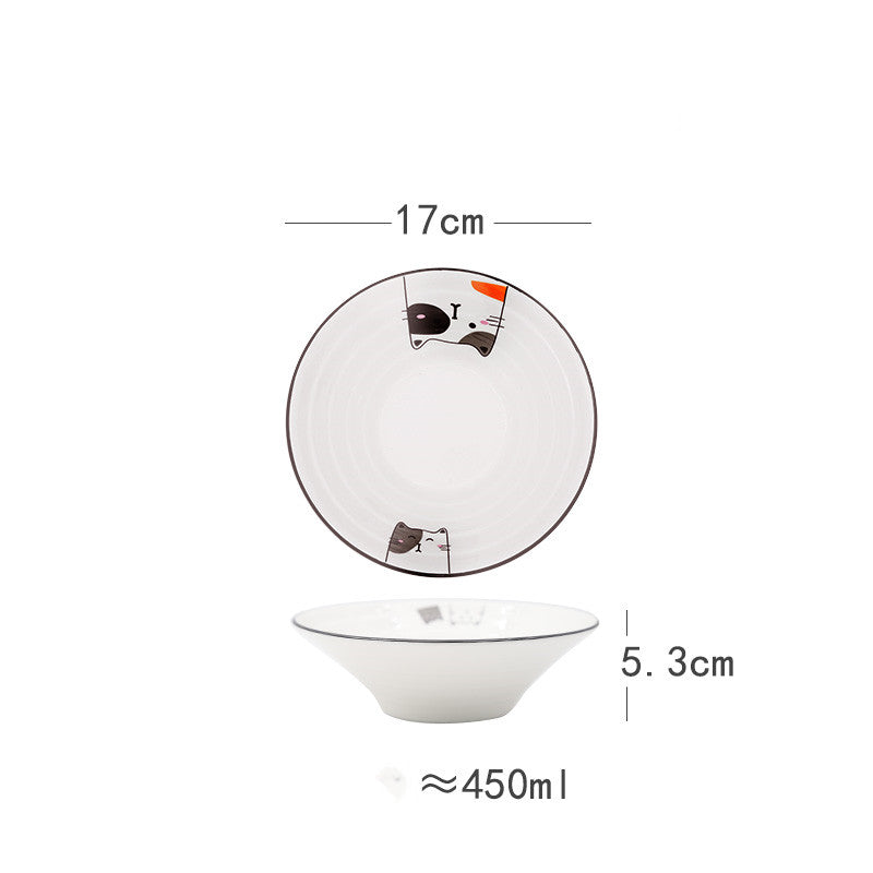 Japanese-Style Ceramic Noodle Soup Bowl with Trumpet Hat Design - 8 Inches
