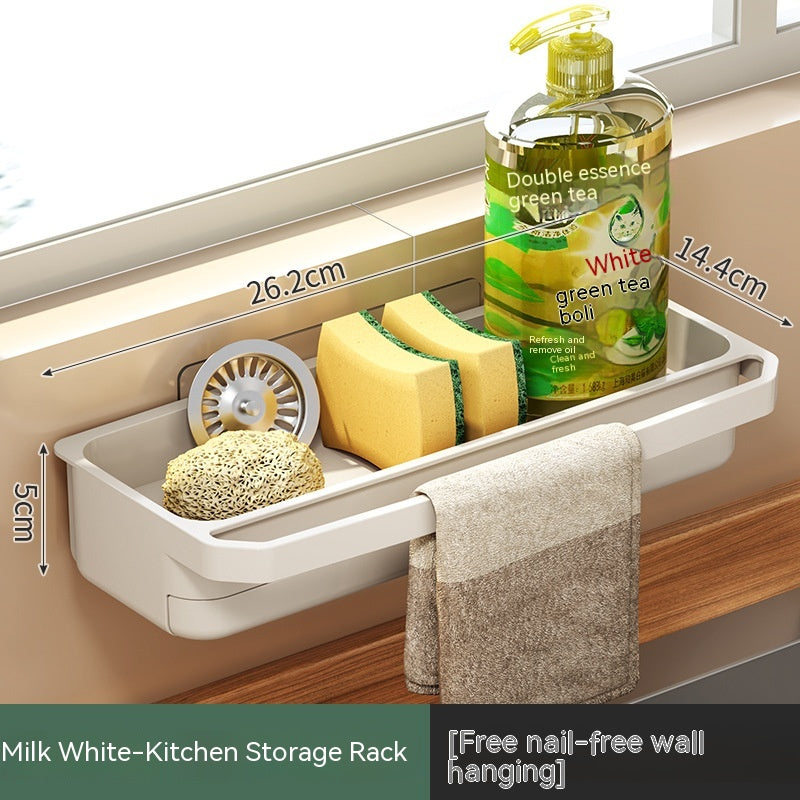 Kitchen Sink Storage Shelf with Detachable Rag Rack - Multi-Purpose Organizer