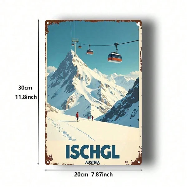 Winter Ski Resort Metal Sign - Ischgl Austria Art Decor