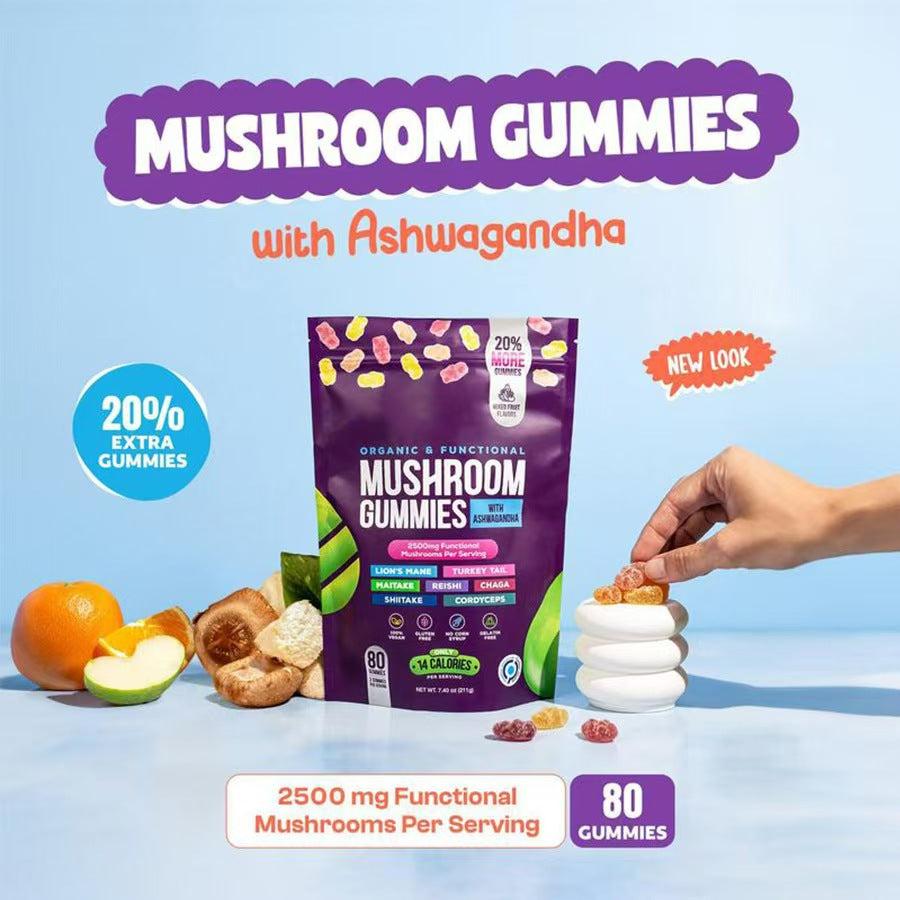 Mushroom Soft Candy Dietary Supplement - 80 Tablets