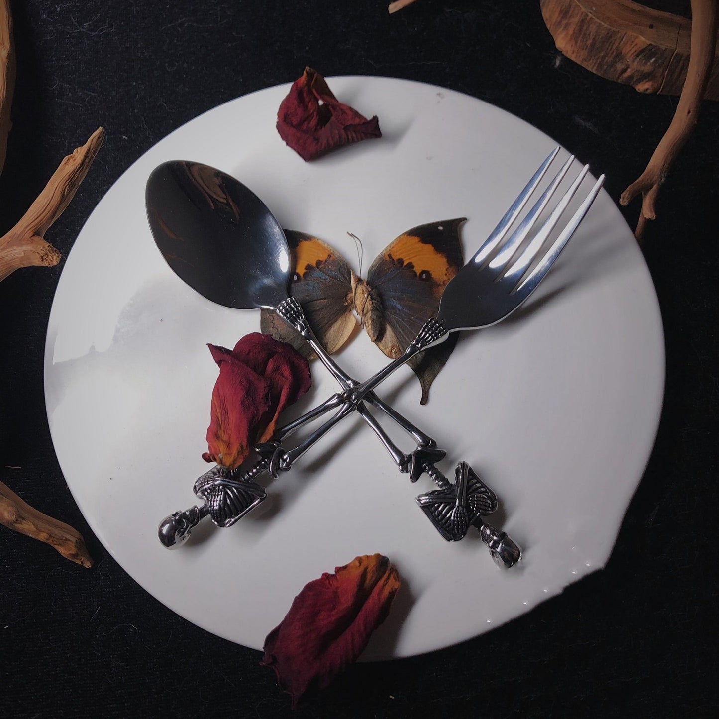 Antique Dark Gothic Titanium Steel Flatware Set - Suit Fork Soup Spoon