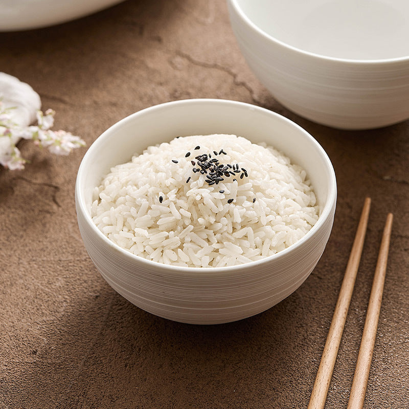 Minimalist Textured White Ceramic Rice Bowl - 4.5 & 5 Inch Options