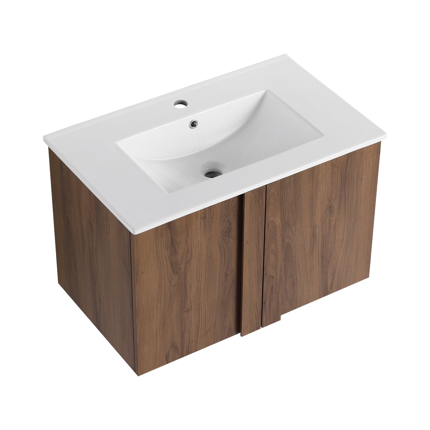 30" Wall-Mounted Bathroom Vanity with Sink - Brown Ebony