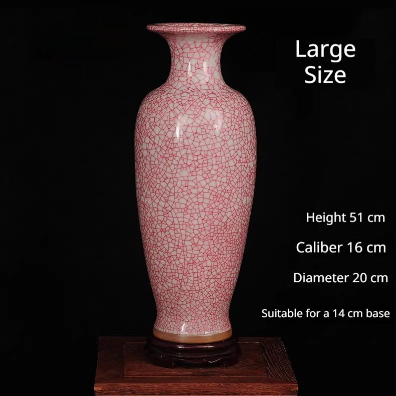 Cracked Porcelain Vase - Decorative Ceramic Tabletop Accent for Home & Office