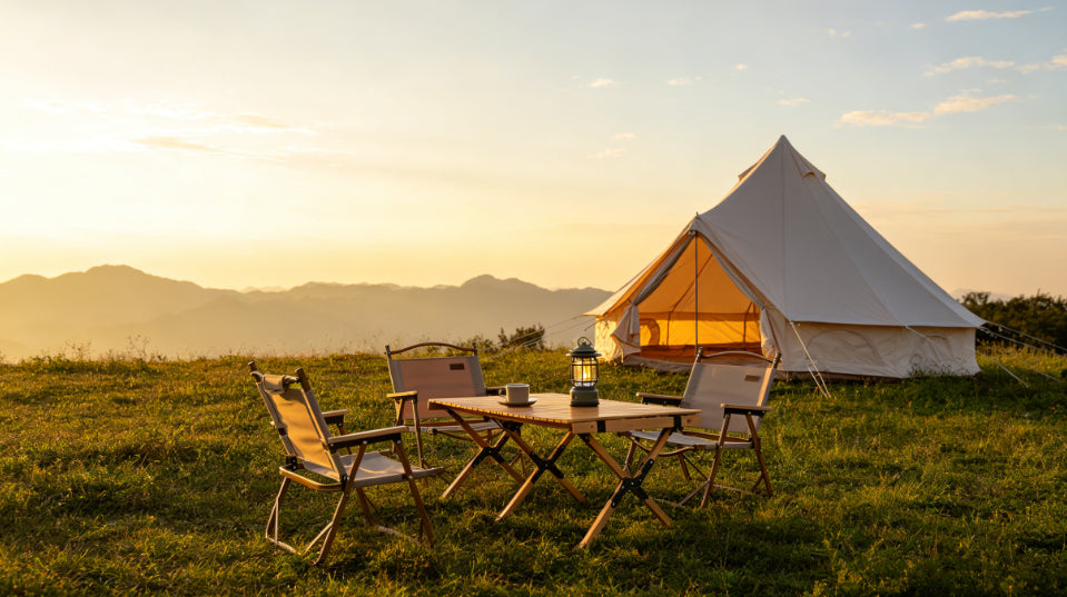 Spacious 9.8ft Bell Tent for 3-4 People - Beige Glamping Shelter