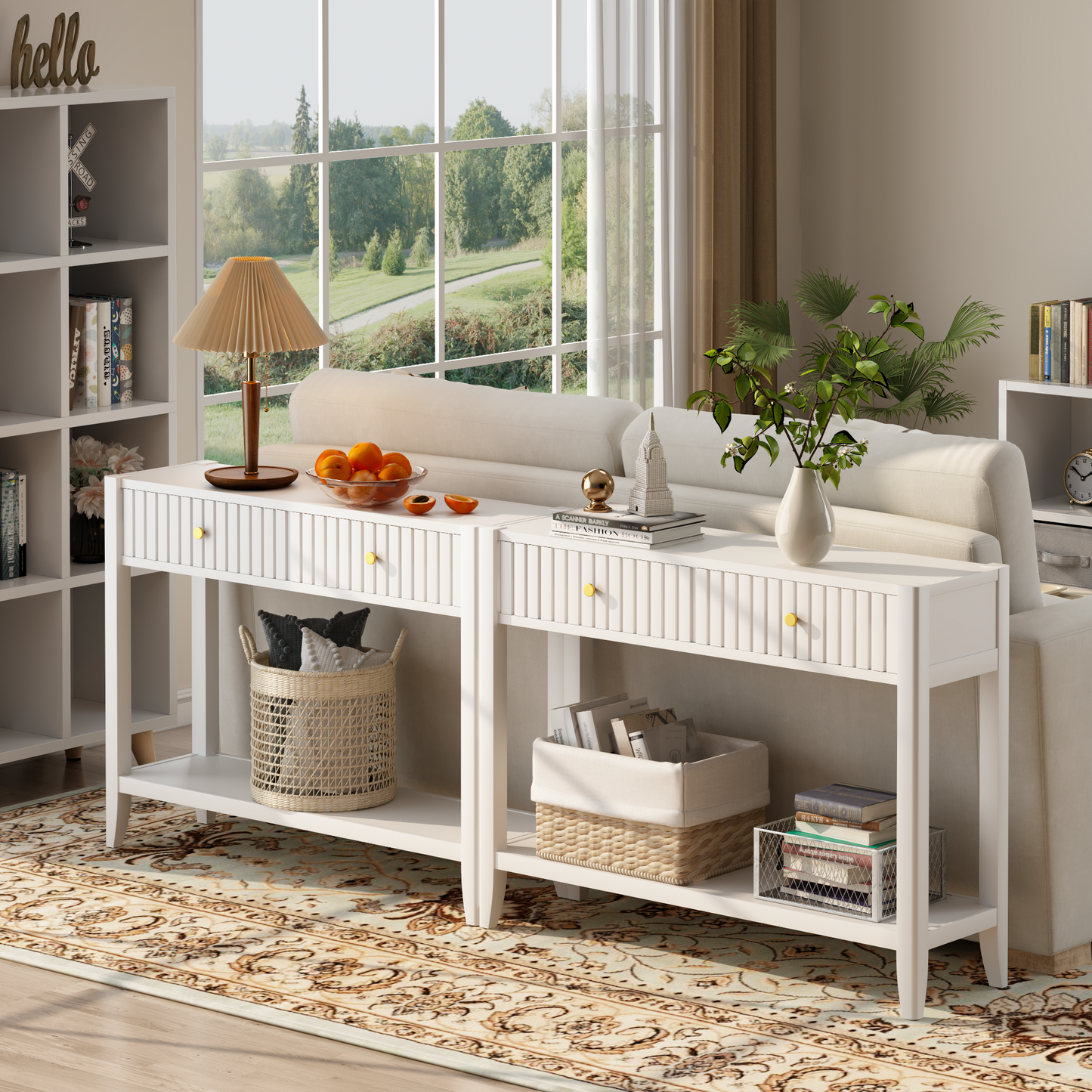 29.5" Tall Console Table with Drawers - White Accent Table
