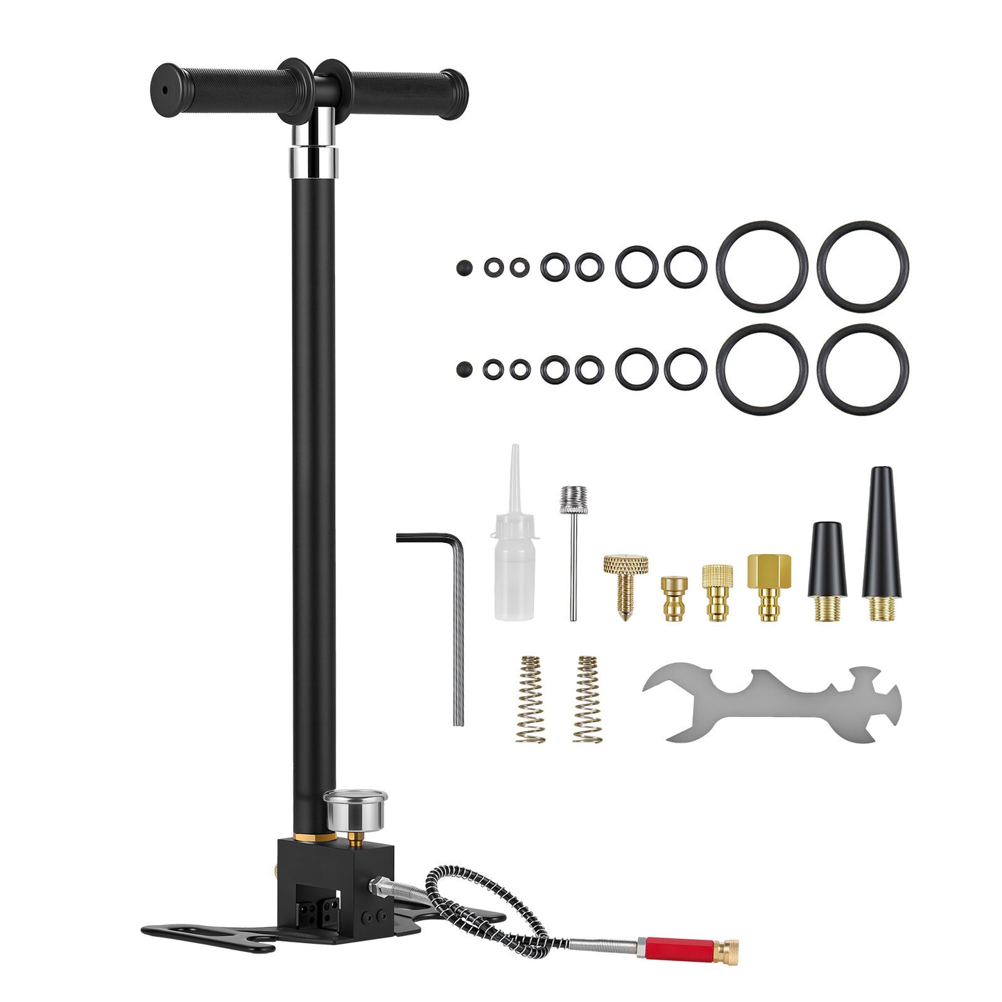 High Pressure Hand Pump for Airguns & Paintball - 4 Stage, Max 40 MPa, Stainless Steel
