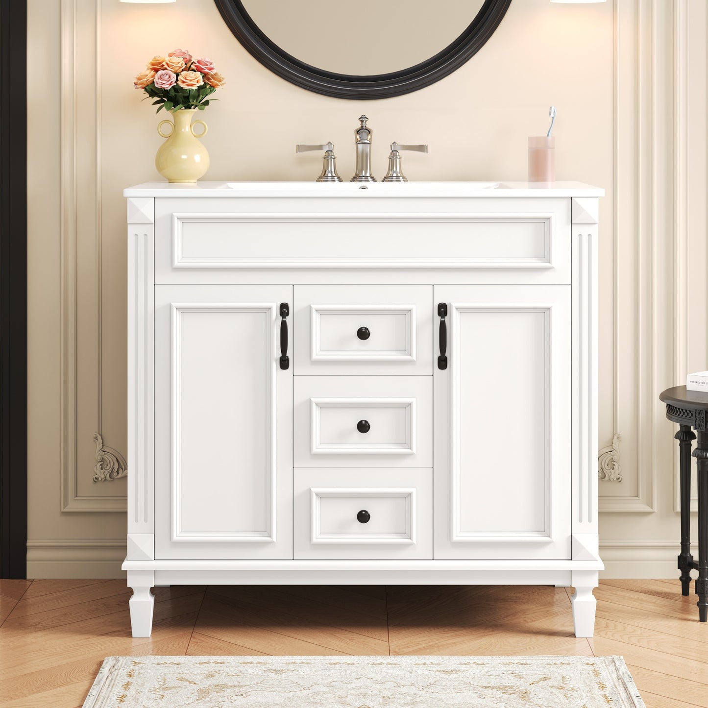 36-Inch Modern Bathroom Vanity with Sink & Storage Cabinet - White