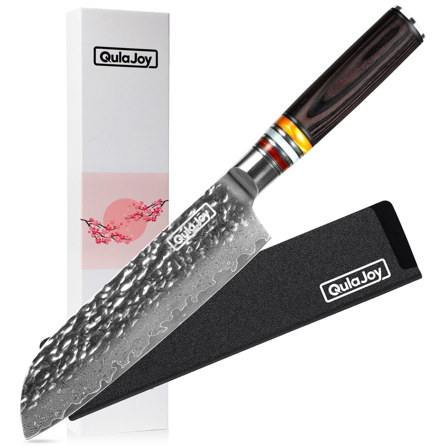 7-Inch Nakiri Chef Knife - Japanese Damascus VG-10 Steel, Pakkawood Handle