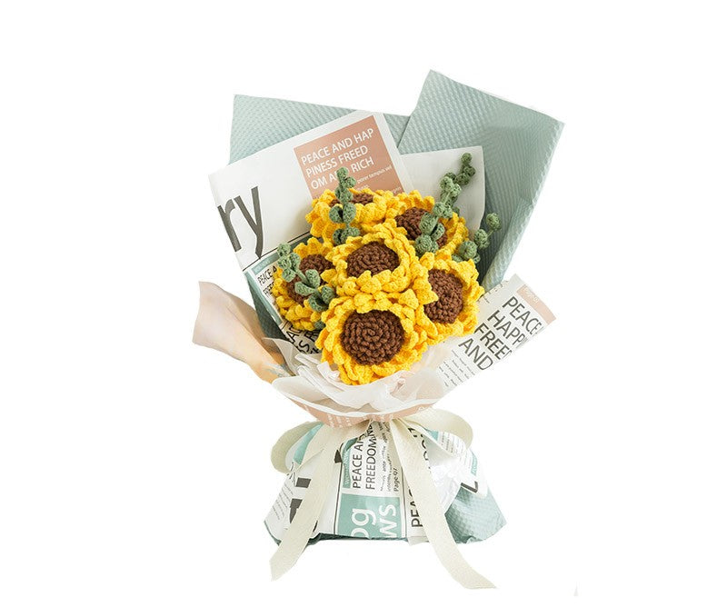 Handmade Crochet Yarn Art Bouquet DIY Craft Kit - Wool Material
