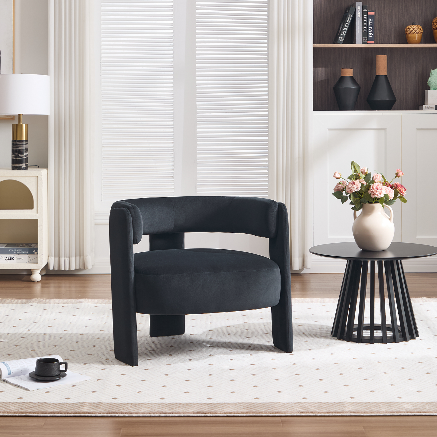 Modern Velvet Accent Chair - Comfy Single Sofa for Living Room