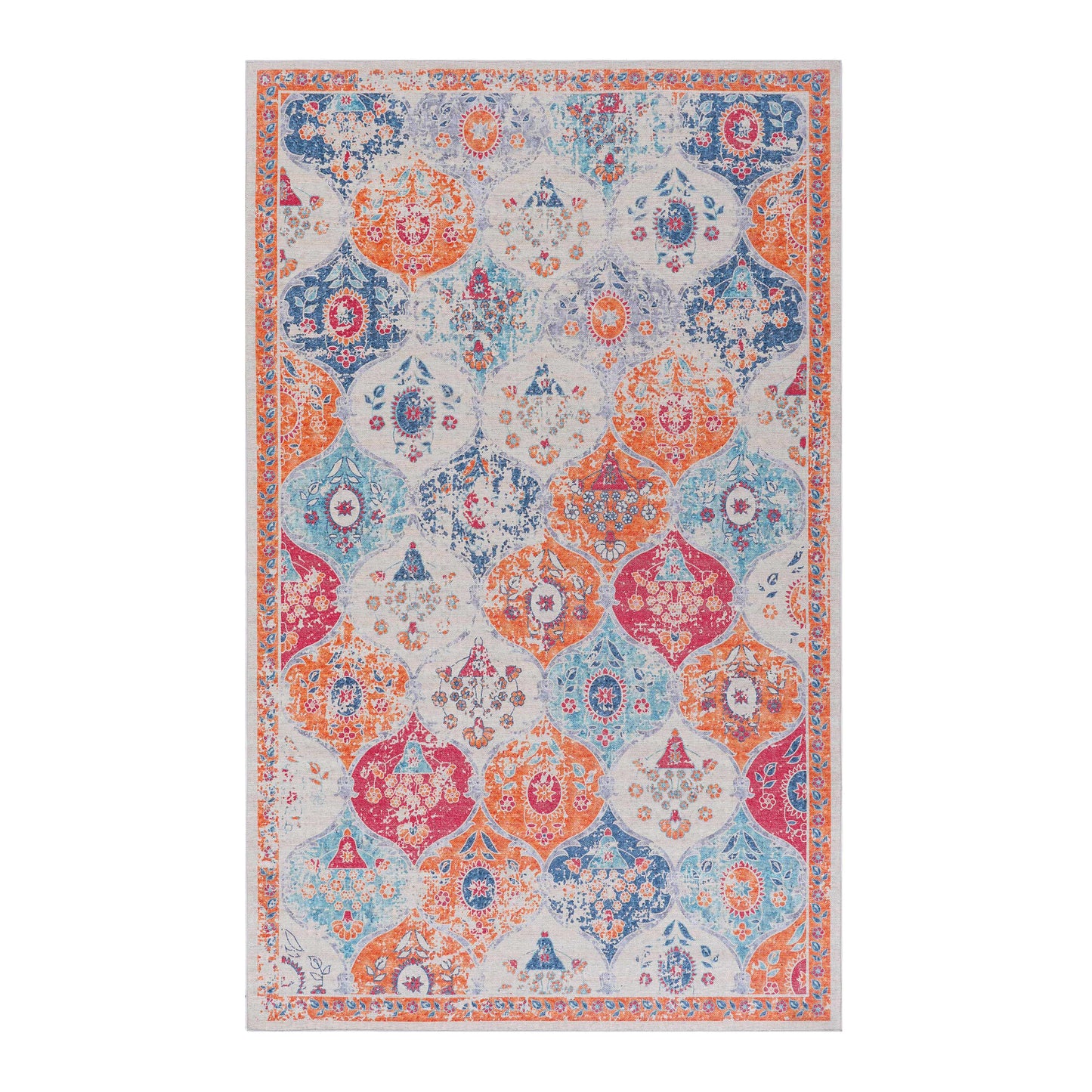 MAVAL Cream Washable Rug 9x12 Area Cream, 9'x12'