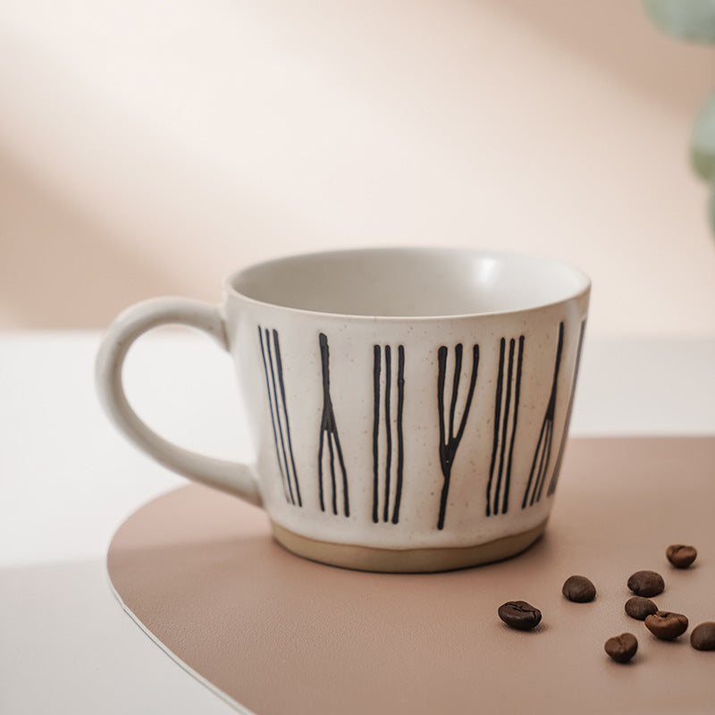 Small Blue Flower Stoneware Coffee Cup - Multiple Styles 360ml