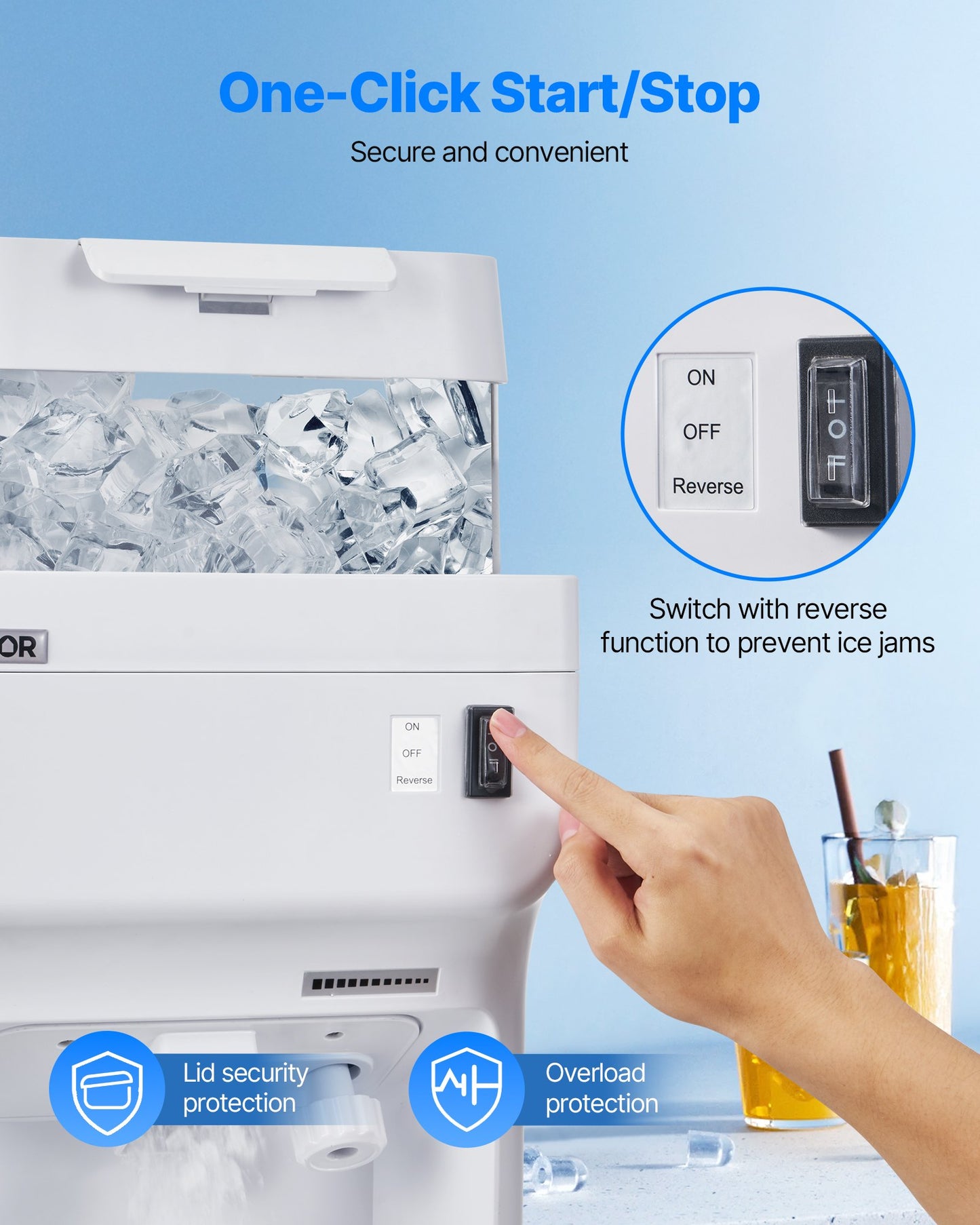 Electric Ice Shaver Snow Cone Maker 220LBS/H White Commercial Kitchen Appliance