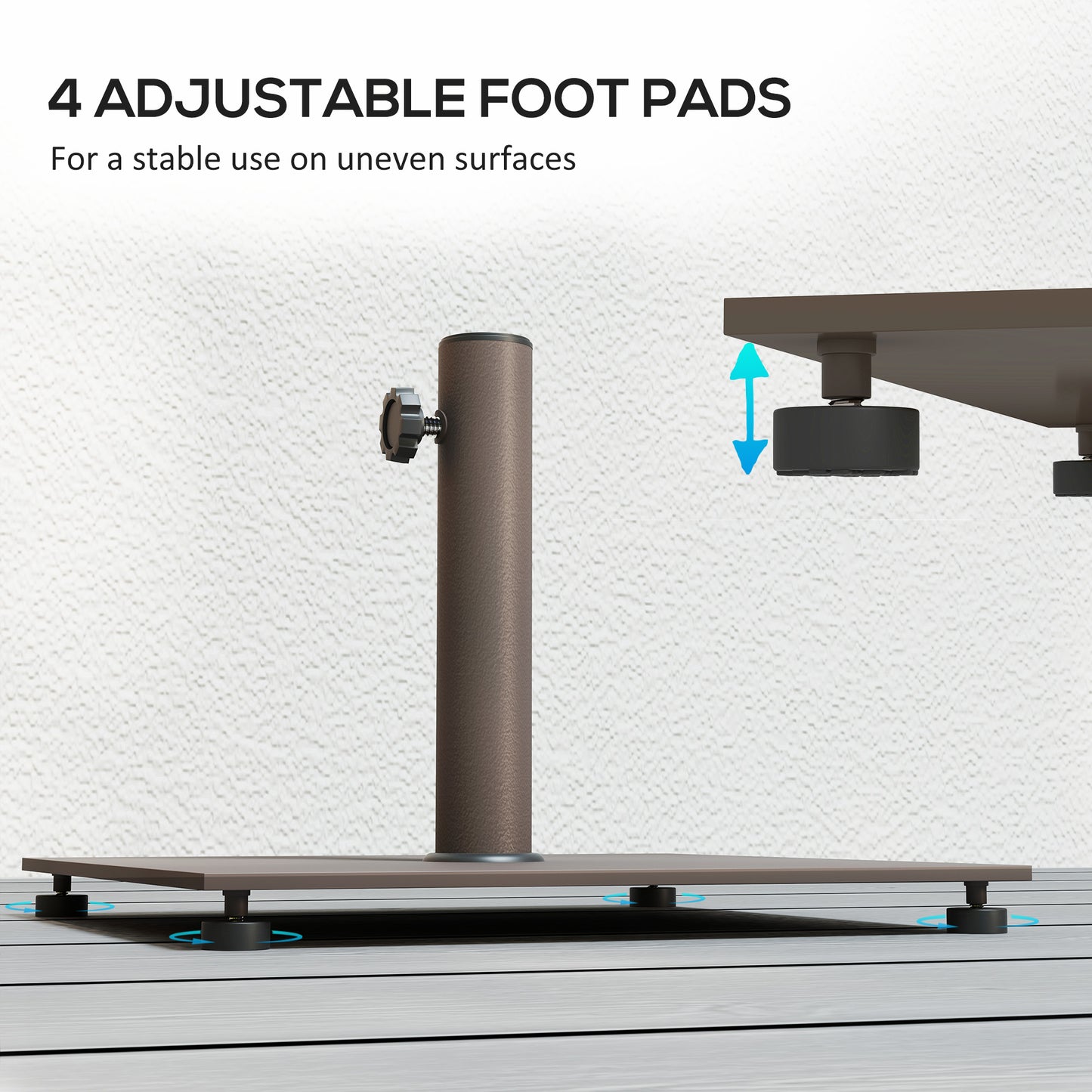 Heavy Duty Metal Patio Umbrella Base with Adjustable Foot Pads