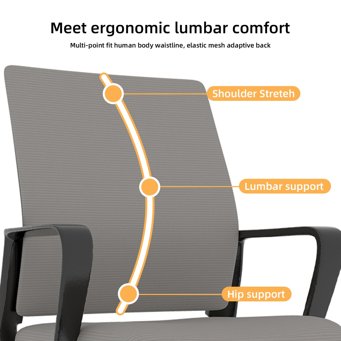 Modern Minimalist Office Chair - Comfortable Metal Frame, Black & Gray