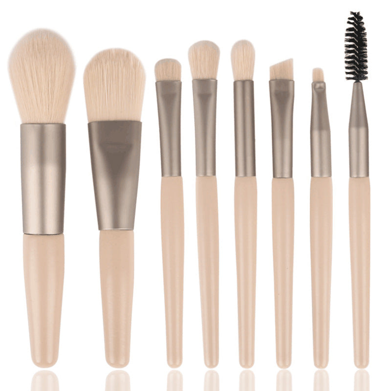 Mini No. 8 Makeup Brush Set - Assorted Styles, 8-Piece Portable Cosmetic Tools