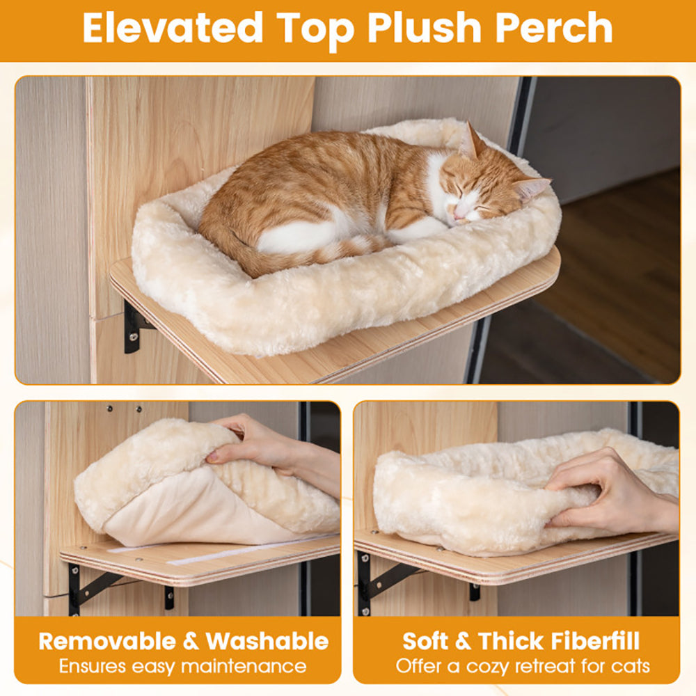 Door Hanging Cat Climber with Plush Bed and Jute Scratching Post - Adjustable Multi-Level Pet Toy Set