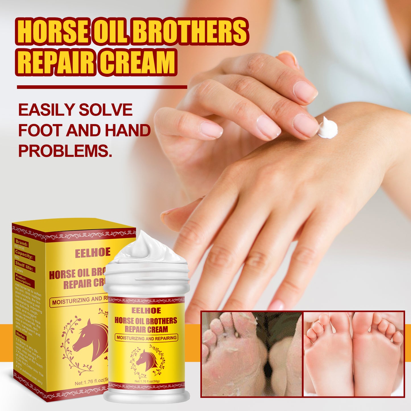 Moisturizing Hand and Foot Repair Cream for Dry Chapped Skin - Multiple Sizes