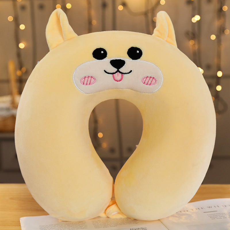 Cartoon Memory Cotton U-Shaped Cervical Pillow - Adjustable Colors