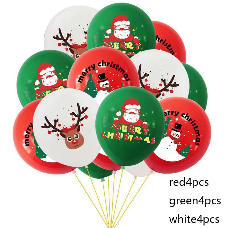 Christmas Latex Balloon Elk Santa Decoration Set - 12 Inch Holiday Party Balloons