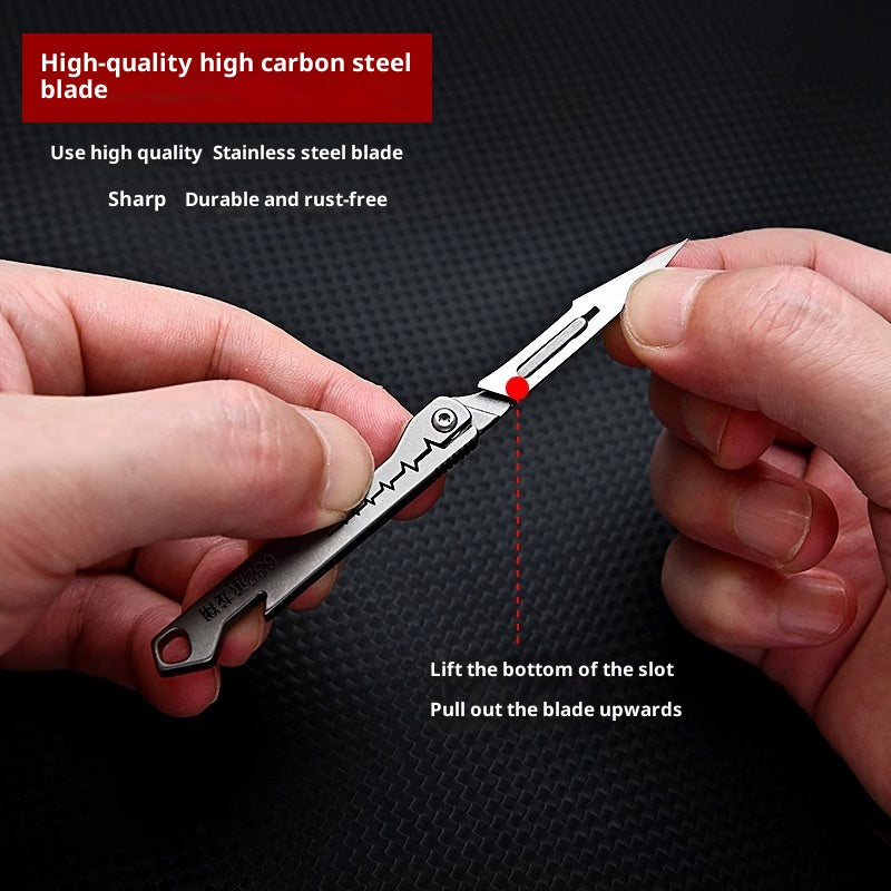 Portable Folding Knife with Bottle Opener - Stainless Steel, Compact Utility Tool