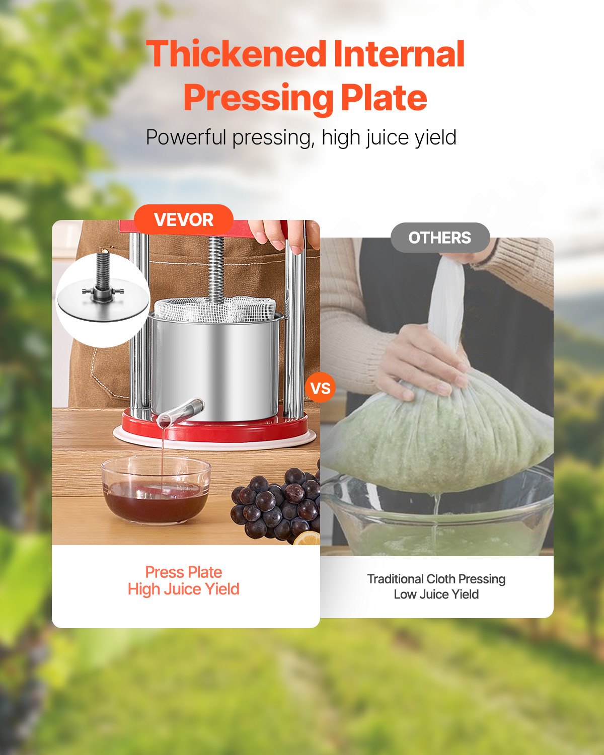 Manual Fruit Wine Press - 1.65L Stainless Steel Juicer