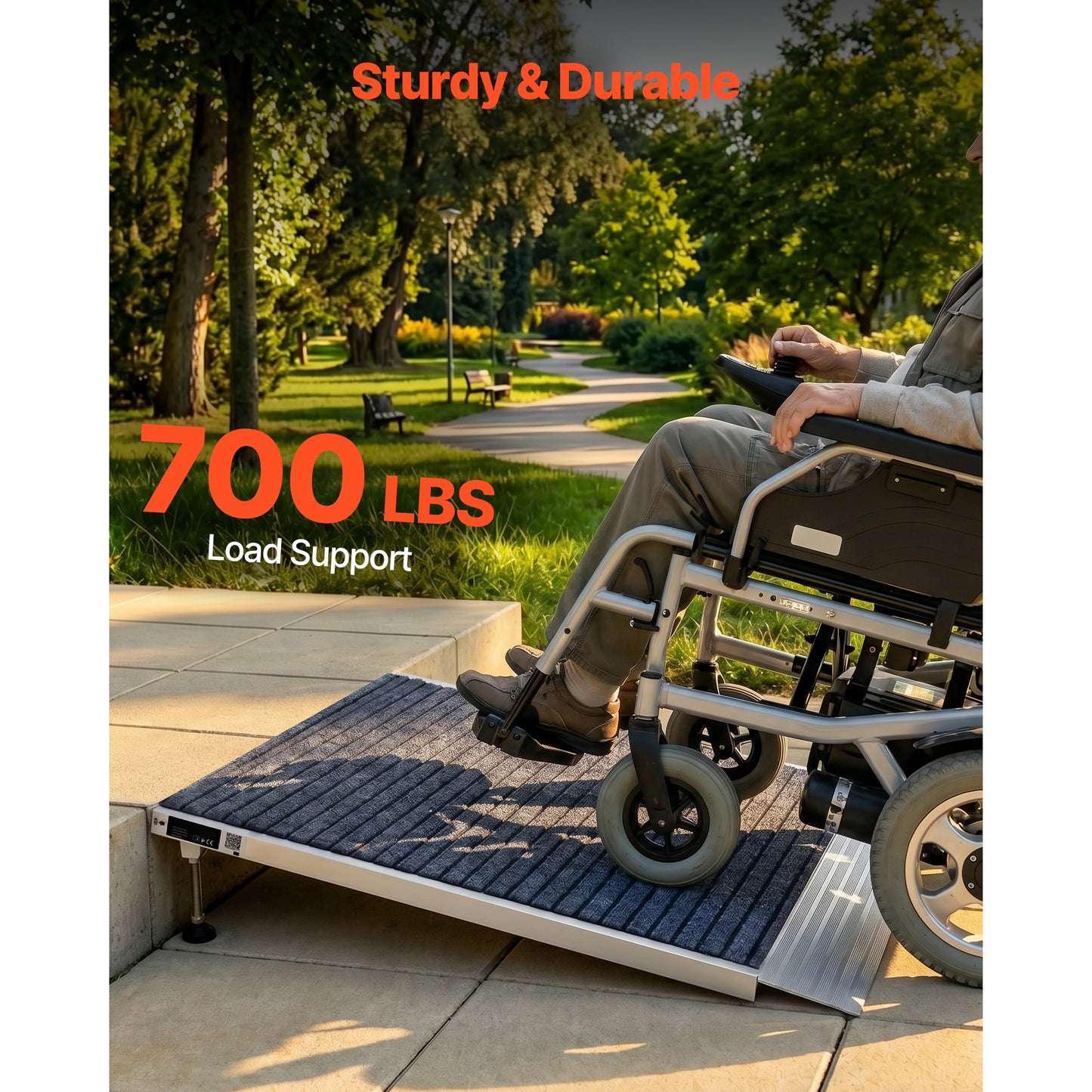 Doorway Ramp Aluminum Wheelchair Ramp 36x36-In Non-Slip Platform Adjustable Height