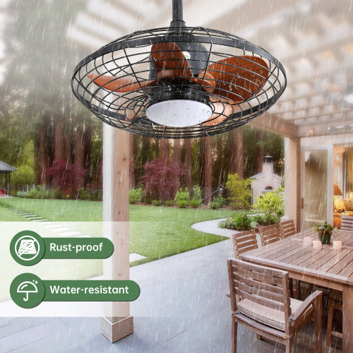 20 Inch Outdoor Ceiling Fan with LED 18W 3CCT Reversible DC Motor Black