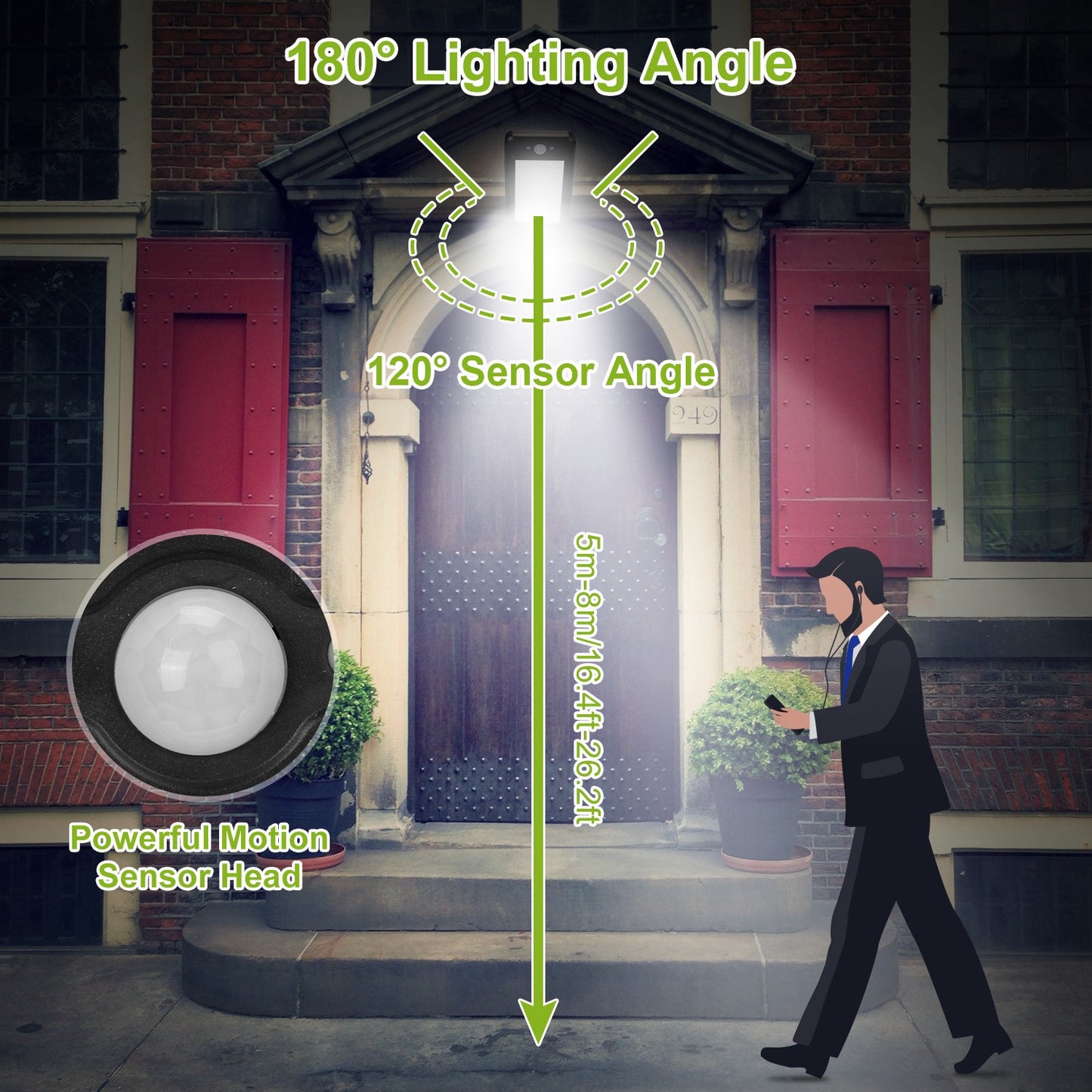 Solar Wall Light Outdoor 60 LEDs Waterproof Motion Sensor Lamp White