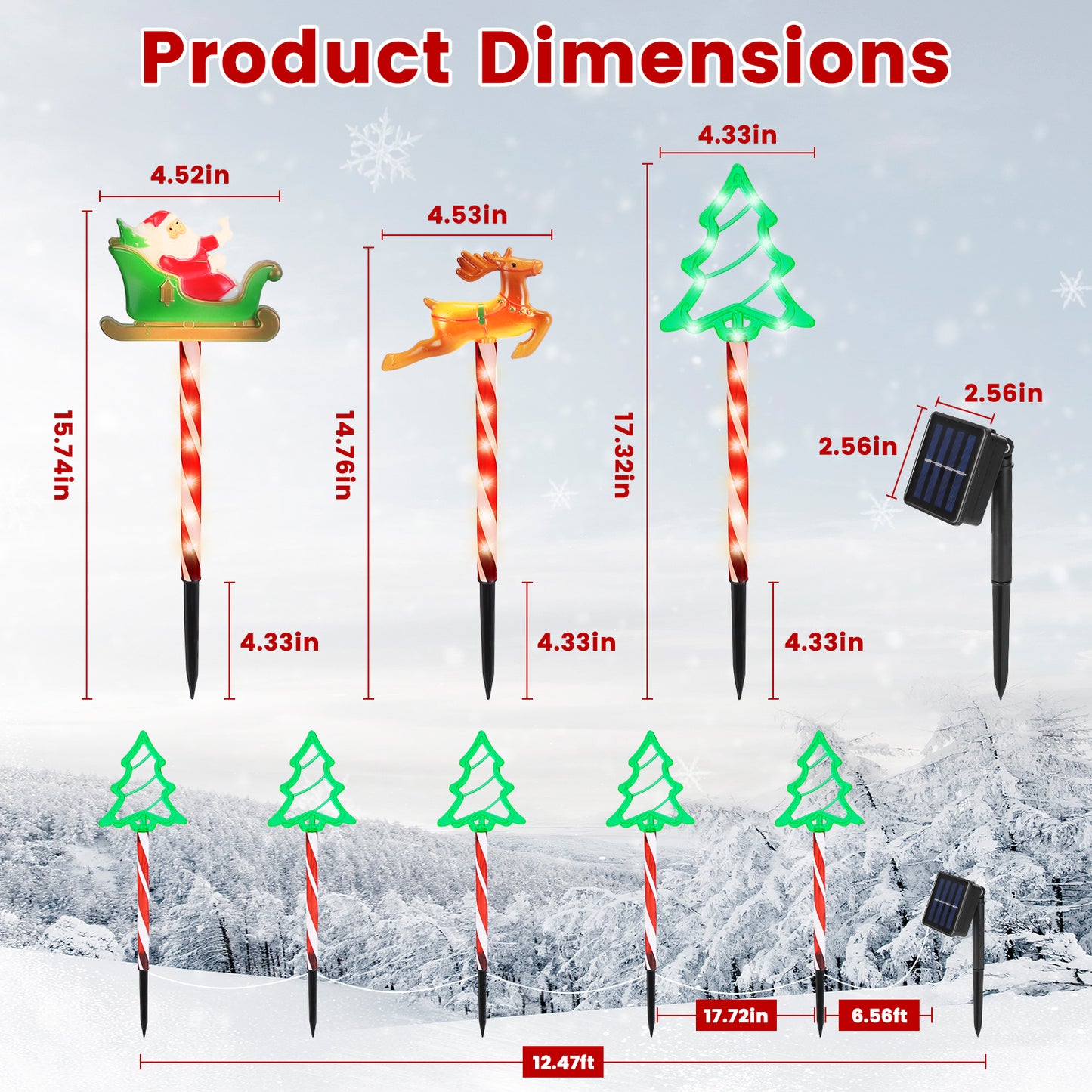 Christmas Outdoor Pathway Lights - 8 Modes, IP44 Waterproof