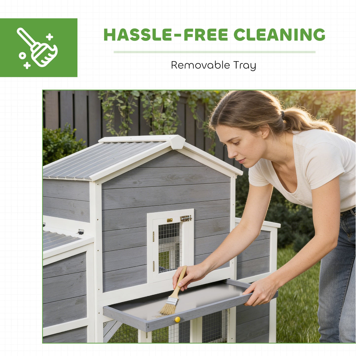 Large Wooden Chicken Coop with Nesting Boxes & Ramp - 66.5 Inch