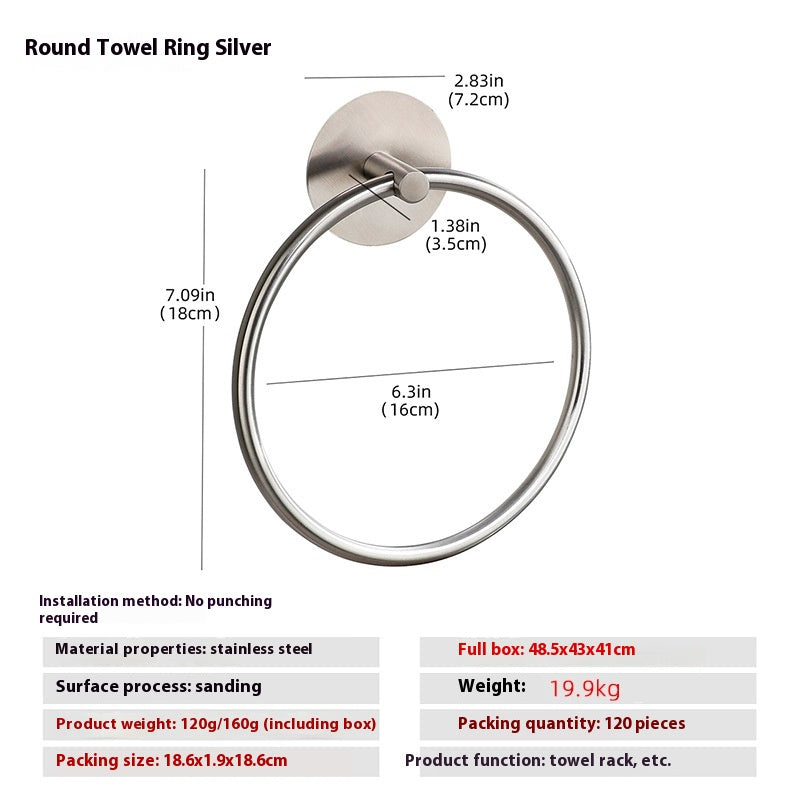 Stainless Steel Towel Ring | Bathroom Wall Mount Holder & Storage