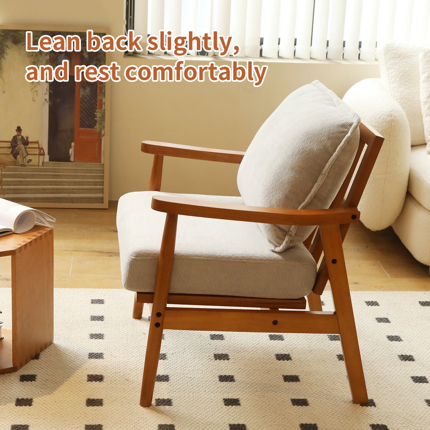 Cozy Grey Accent Chair with Solid Wood Frame - Comfy Armchair