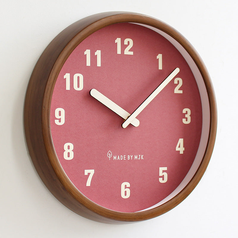 Modern Minimalist Wall Clock - Solid Wood Retro Design, Multiple Sizes