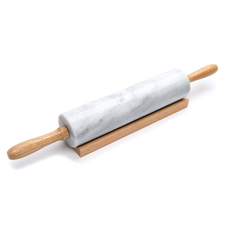 Marble Rolling Pin - Natural Stone Kitchen Tool, 45cm Grey