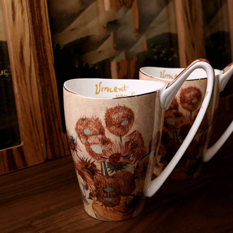 European Retro Style Ceramic Mug with Large Capacity - Multiple Designs