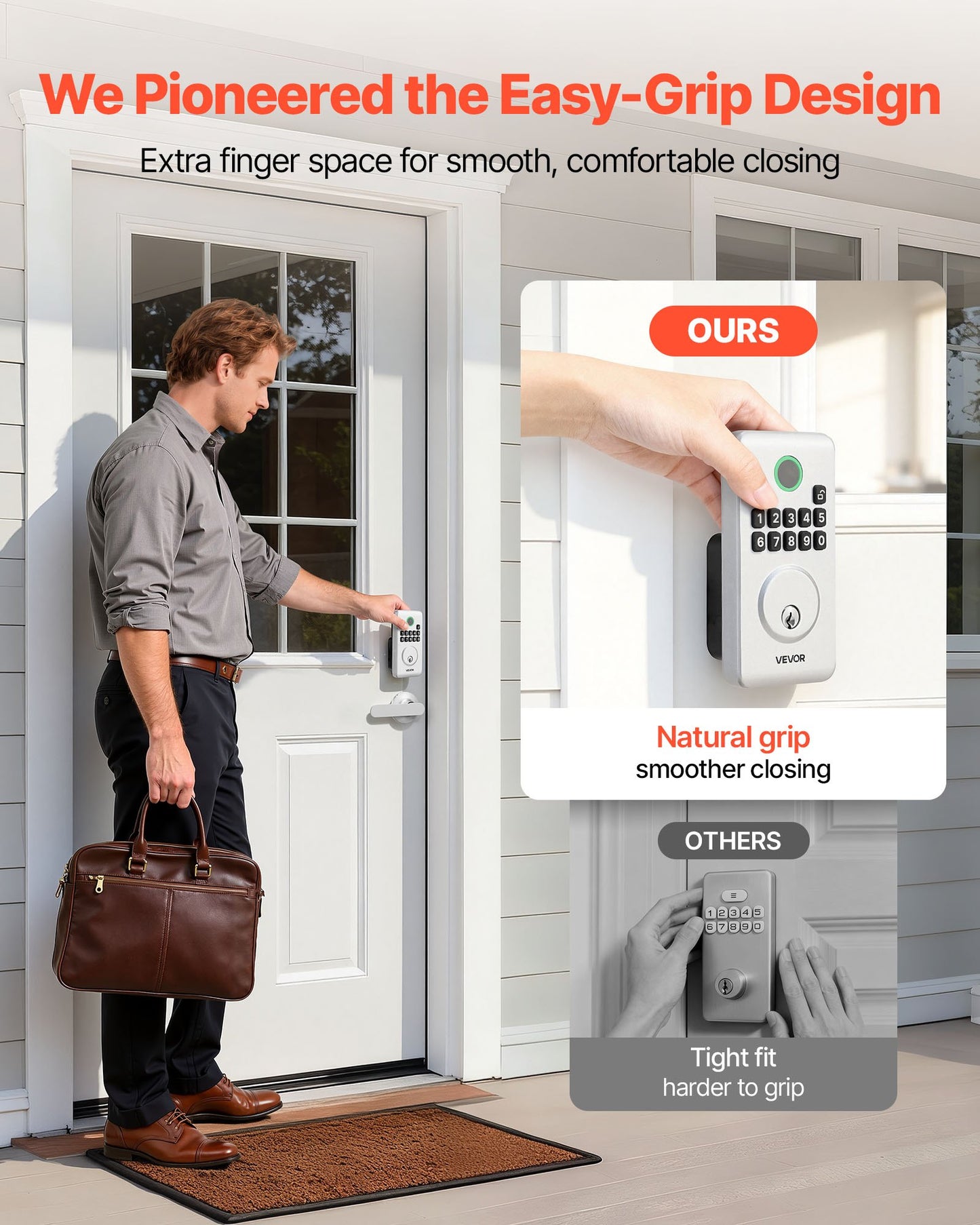 Keyless Entry Door Lock with Handle Set - Electronic Keypad Deadbolt, Auto Lock, Anti-Peek, Black