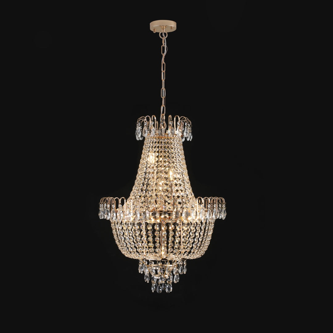 Large Gold Crystal Chandelier - Contemporary Ceiling Light Fixture