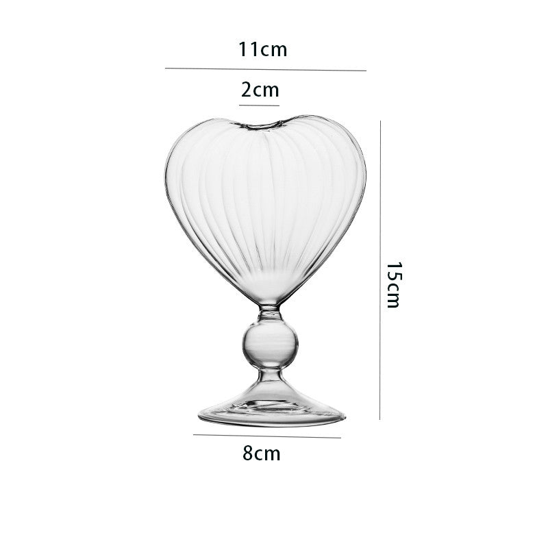 Heart-Shaped Glass Cocktail Cup - Japanese Style Heart-Shaped Wine Goblet