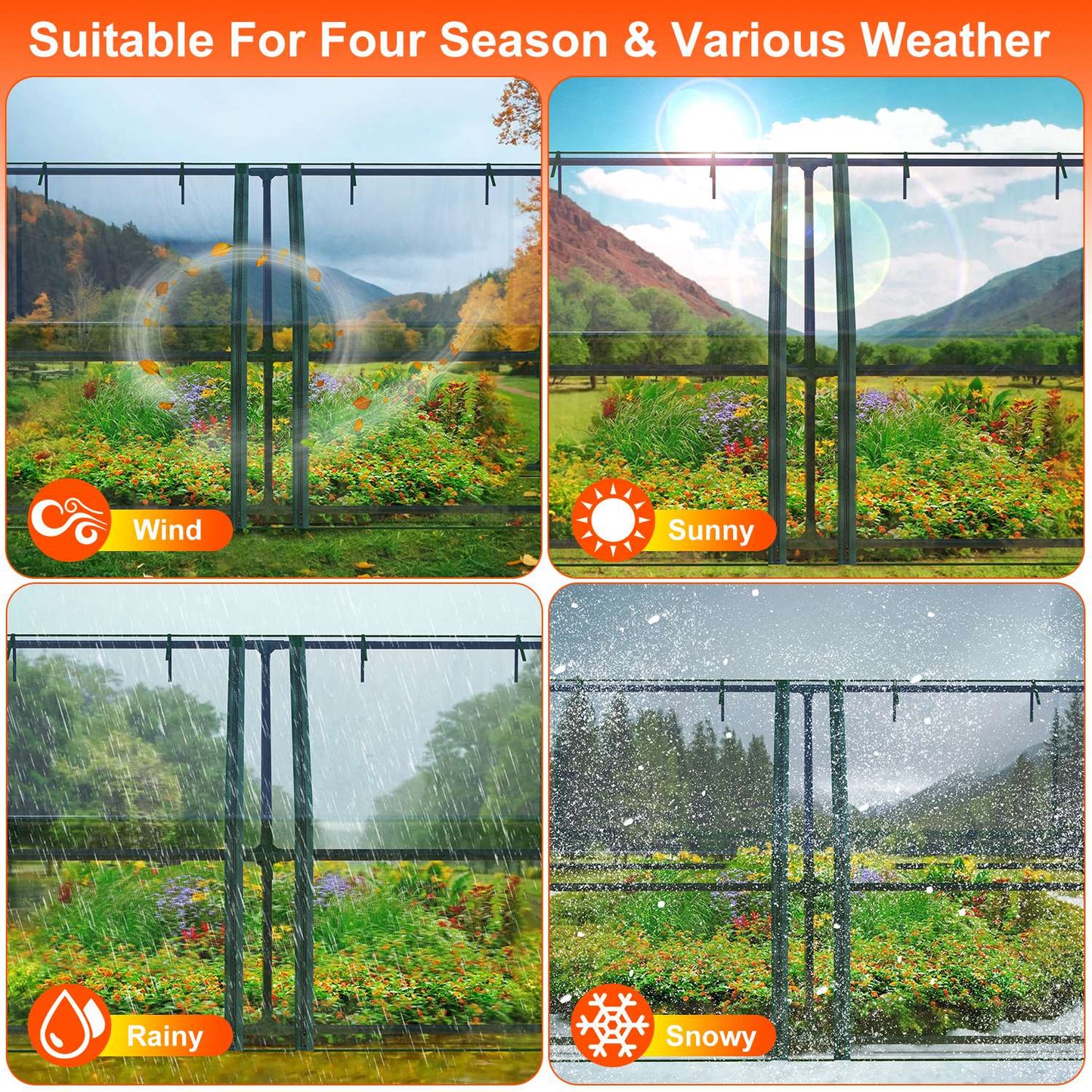 Portable Mini Greenhouse 70x33x37in with Roll-Up Zipper Doors Waterproof UV Cover