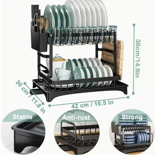 Large Capacity Kitchen Dish Drying Rack with Drain Board